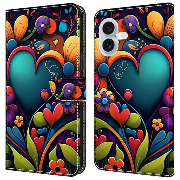 iPhone 16 Plus -kotelo PU-nahkainen lompakkokotelo seisontatoiminnolla Multicolor Style M