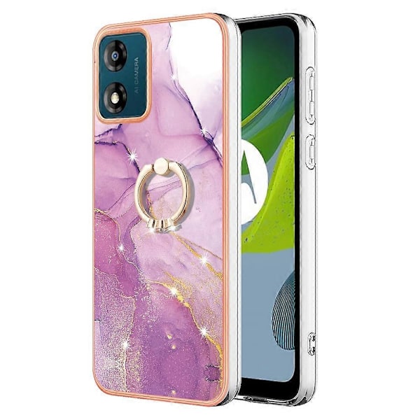 YB IMD Series-10 Motorola Moto E13 4G pehmeä TPU puhelinkotelo IMD marmorinen takakansi jalustalla Multicolor Style A