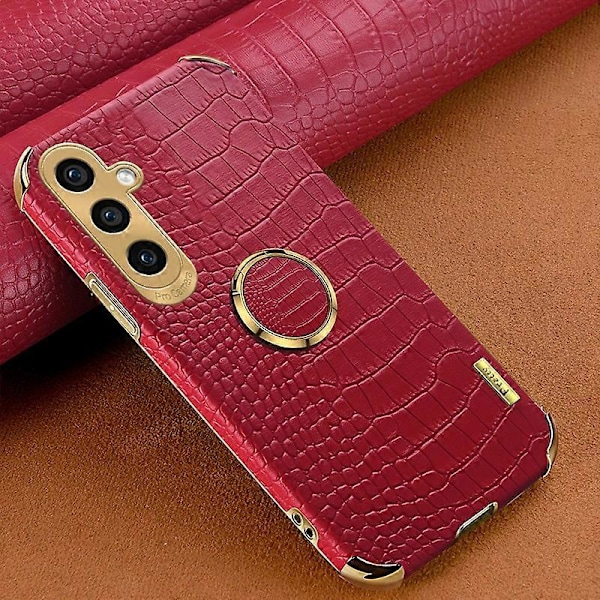 Samsung Galaxy S23 FE -kotelo, rengaspidike, krokotiilinnahkajäljitelmä, nahka+TPU-puhelinkuori Multicolor Style E