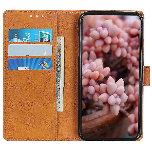 Til Xiaomi Poco C75 4G/Redmi 14R 5G/14C 4G Stand Wallet Case Ko Læder Tekstur Læder Telefon Cover Multicolor Brown