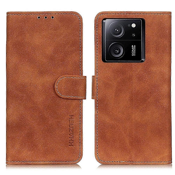 KHAZNEH Fodral för Xiaomi 13T/13T Pro/Redmi K60 Ultra med Ställ, PU Läder Retro Textur Skal Multicolor Style B