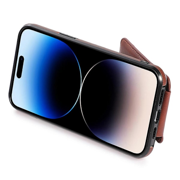 För iPhone 15 Pro Ställ Vertikalt Flip Fodral PU Läder+TPU Telefonskal Multicolor Style D
