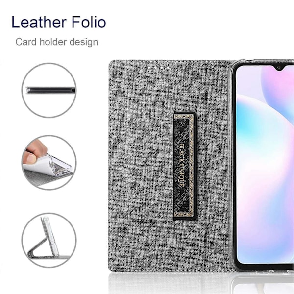 VILI DMX-serien Automatiskt Stängande PU Läder Magnetiskt Ställ Design Telefonskal med Korthållare