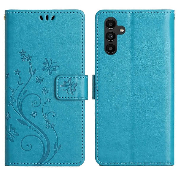 För Samsung Galaxy S24 FE Fodral PU Läder Plånboksfodral med Rem - Grå Multicolor Blue