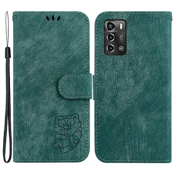 For Zte Blade A72/blade V40 Vita Magnetisk Lås Beskyttende Veske Imprint Lærdeksel Med Lommebok Green