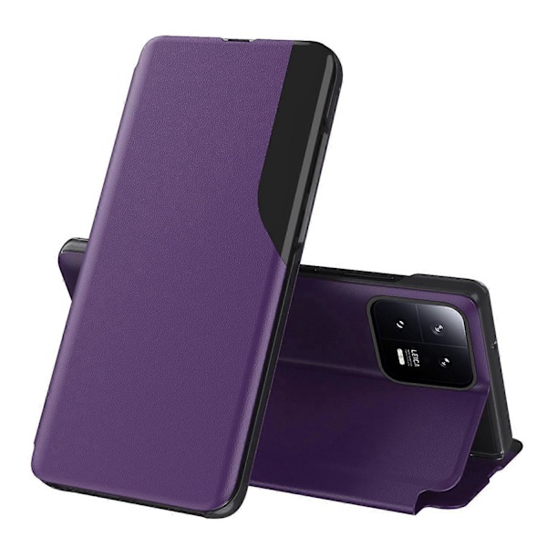 PU Læder Telefon Stand Case til Xiaomi 13 5G, Visningsvindue Anti-drop Telefon Cover Multicolor Style F
