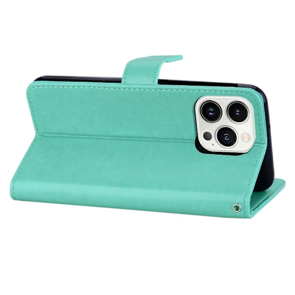 För iPhone 15 Pro Fodral Strass Uggla Tryckt PU Läder Ställ Plånbok Telefonskal Multicolor Style C