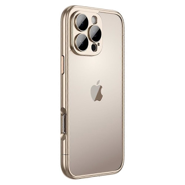 For iPhone 16 Pro Bumperdeksel Elektroplettering Hard PC Beskyttelsesdeksel med Kameralinsefilm Multicolor Gold