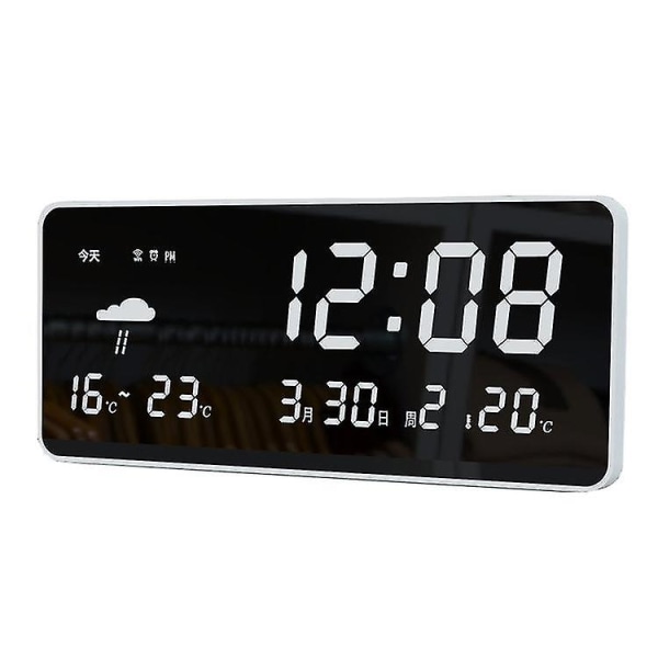 Wifi Väderprognos Nätverk Elektronisk klocka Desktop Office Led Väckarklocka Bluetooth Kalender Skrivbordsklocka