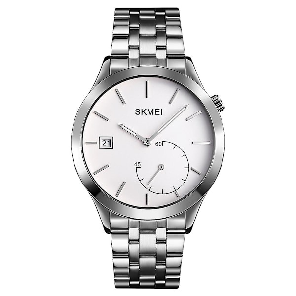 Skmei Fritid Udendørs Sports Quartz Ur Silver Steel Belt