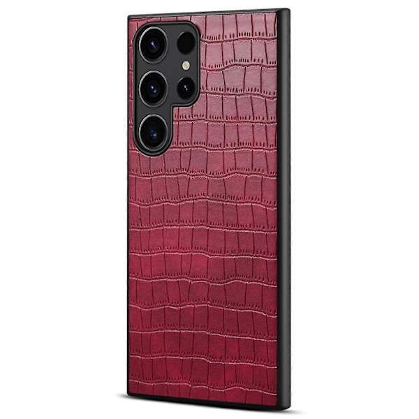 För Samsung Galaxy S24 Ultra Skal PU+PC+TPU Krokodiltexturerat Smart Telefonskydd Multicolor Rose