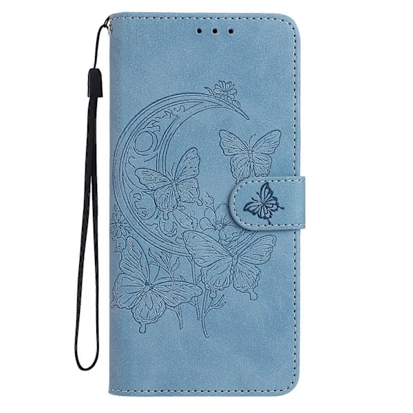 iPhone 16 Pro Max -kotelo, perhoskukka-kuvioitu PU-nahkainen lompakkokotelo jalustalla Multicolor Sky Blue