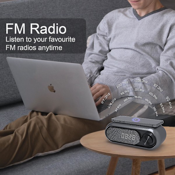Multifunktionell bärbar Bluetooth högtalare Desktop Clock Alarm Mobiltelefonkabel