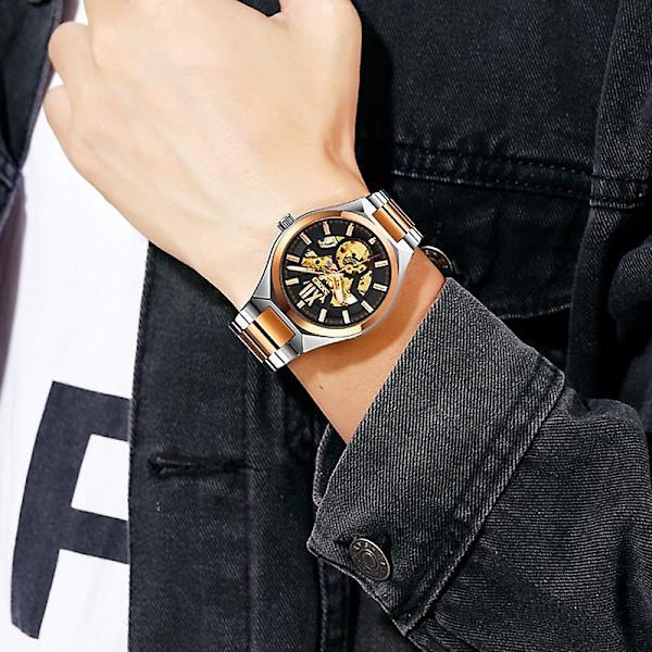 Skmei 9258 Män Automatisk Mekanisk Watch Mellan Rose Gold Shell Silver Medium rose gold shell silver