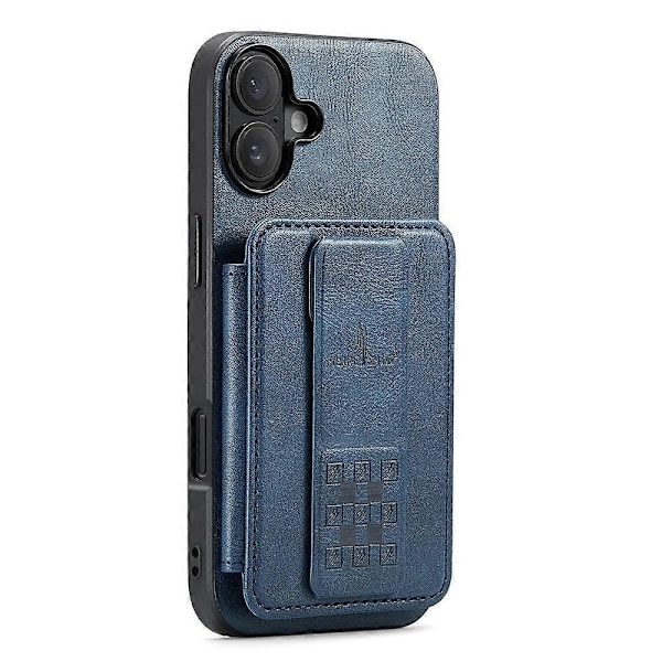 FIERRE SHANN 024 -tyylinen iPhone 16 -kotelo korttipidikkeellä ja jalustalla, vahapintainen nahka + TPU-puhelinkuori Multicolor Style D