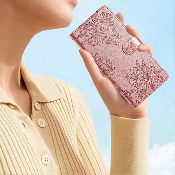 Til Samsung Galaxy A36 5G Etui Sommerfugl Blomst Stødsikkert PU Læder Wallet Telefon Cover Multicolor Style B