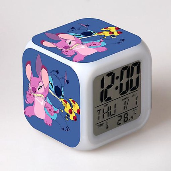 Stitch Väckarklocka Stitch Barnpresent Färgbyte Fyrkantig väckarklocka Julklapp Flera typer style 9