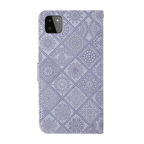 Præget Blomsterpung Læder Beskyttelsesetui Magnetisk Lås Flip Cover til Samsung Galaxy A22 5G