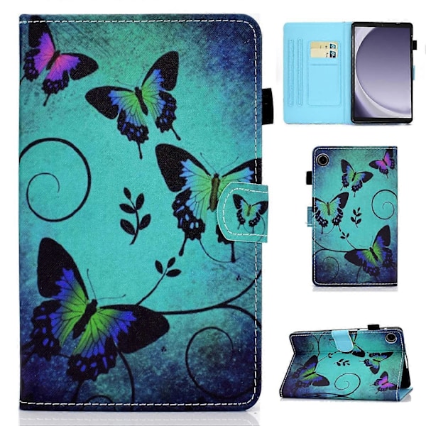 Samsung Galaxy Tab A9+ PU-nahkakotelo, kuvioitu, älykäs tablettisuojus kynätelineellä Multicolor Style O