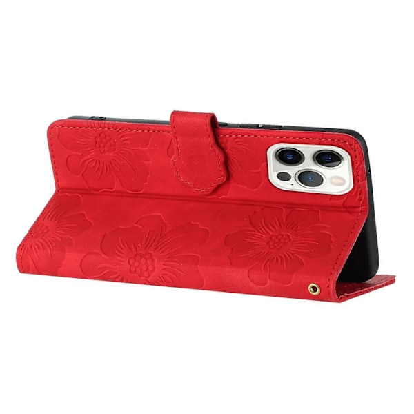 Blommig PU-läder plånboksfodral med stativ för iPhone 12 Pro Max 6,7 tum Multicolor Style D
