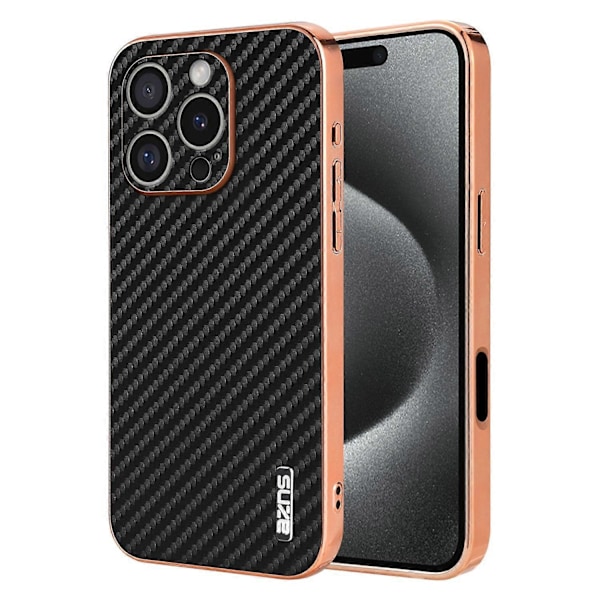 AZNS Skal för iPhone 16 Pro Elektropläterad Kolfibertextur PU+TPU Telefonskydd Multicolor Style A
