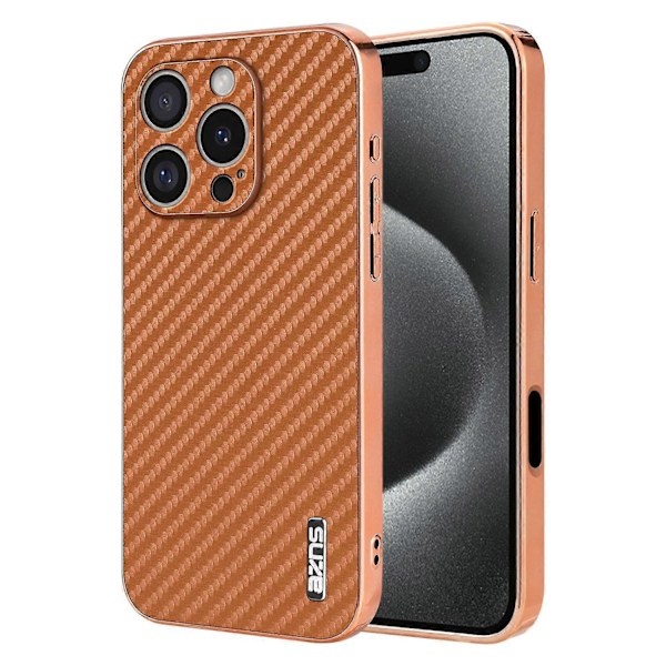 AZNS Skal för iPhone 16 Pro Max Elektropläterad Kolfibertextur PU+TPU Telefonskal Multicolor Style B