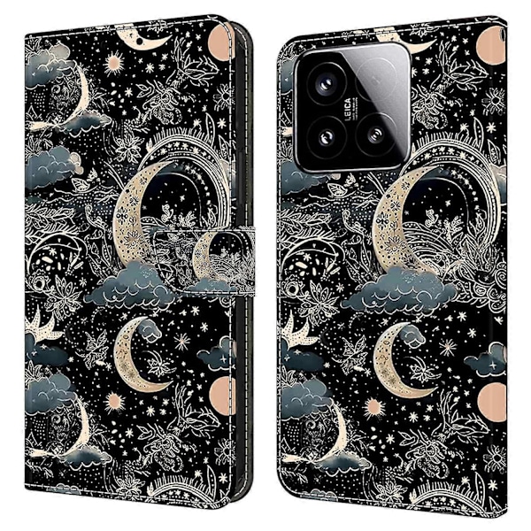 Xiaomi 15 -kotelo PU-nahkainen lompakkokotelo jalustalla Multicolor Moon