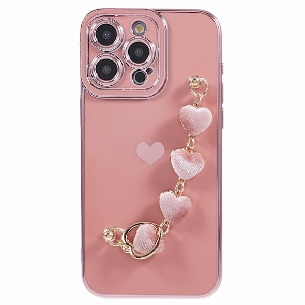 Elektropläterat TPU-skal med hjärtkedja för iPhone 15 Pro Multicolor Style A
