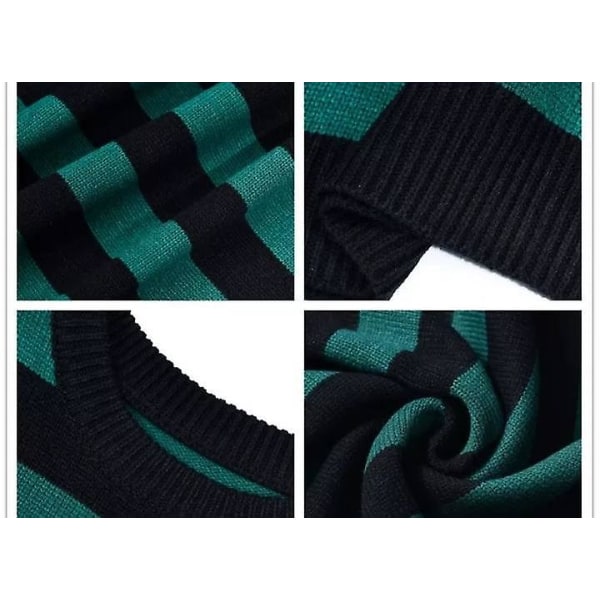 Tate tröja Vintertröja Randig tröja Kvinna Casual tröja Oversize par Harajuku tröja Varm tröja Sueter De Mujer Jersey green black XXL