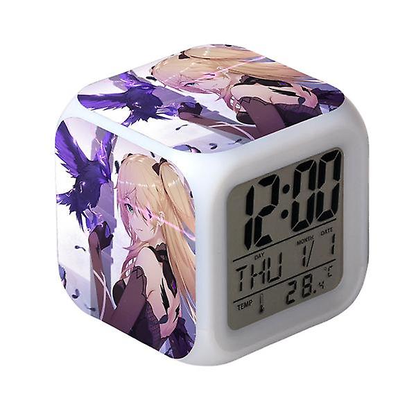 Wekity Game Yuanshen Väckarklocka Led fyrkantig klocka Digital väckarklocka med tid, temperatur, alarm, datum