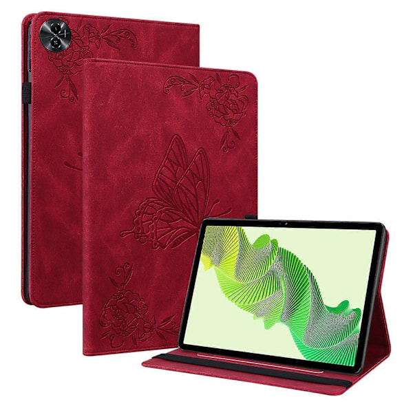 Tablet Cover til Realme Pad 2 PU Læder Cover Sommerfugl Blomst Præget Kortholder Shell Multicolor Style C