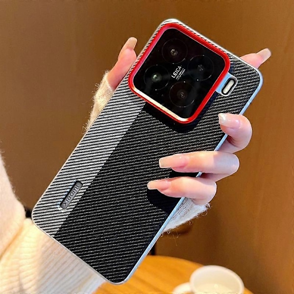 Skal för Xiaomi 15 Kamerastil Kolfibertextur Läder+PC Telefonskydd
