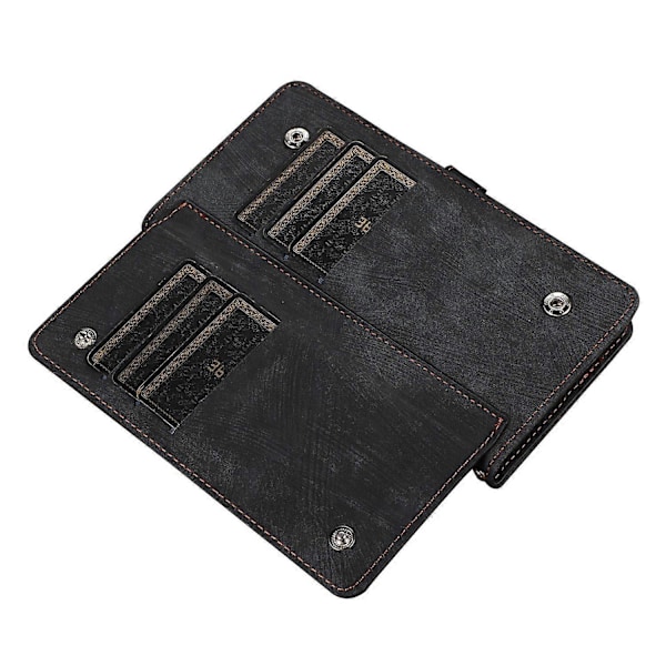 Stand Wallet Case til iPhone 15 Pro Max med 9 Kortpladser, Lynlåslomme, PU Læder Telefoncover med Rem Multicolor Style C