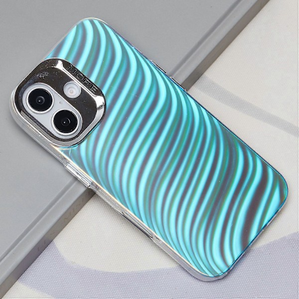 Skal för iPhone 16 Plus Silikon+PC IMD Lasertextur Matt Telefonskydd- Multicolor AK6