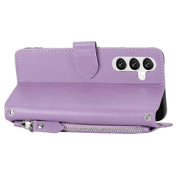 Til Samsung Galaxy S23 FE Etui Lynlås Pung PU Læder Støtteben Mobiltelefon Cover med 2 Stropper Multicolor Style B