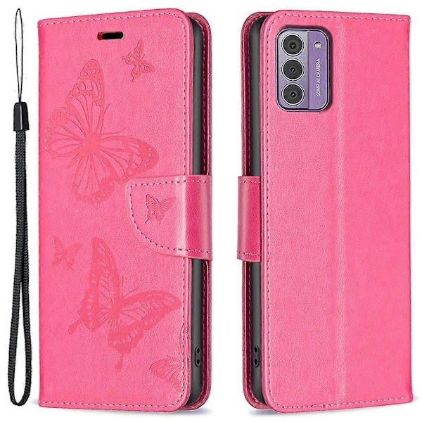 Til Nokia G42/G310 Sommerfugl Præget Telefon Cover Læder Stand Wallet Cover med Rem Multicolor Style E