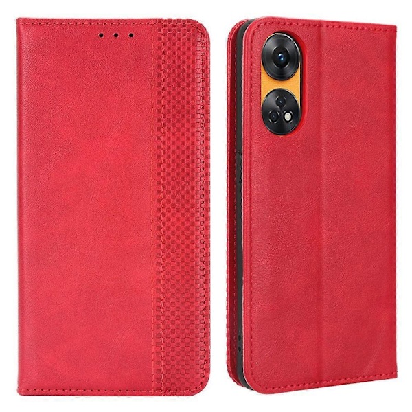 Plånboksfodral för Oppo Reno8 T 4G, Retro Textur PU Läder Ställ Mobiltelefonfodral Multicolor Style C