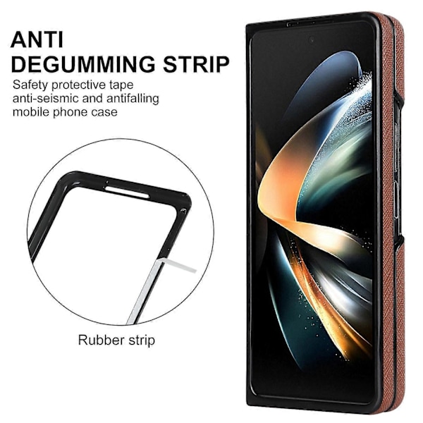 Samsung Galaxy Z Fold4 5G Iskunkestävä Puhelinkotelo PU-nahka+PC Ristikkäiskuvioitu Suojus Multicolor Style E
