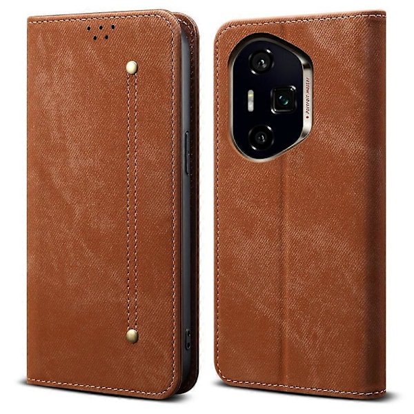 Skal till Honor 400 Pro Jeans Tyg Textur Anti-Rep Läder Ställ Telefonskydd Multicolor Coffee