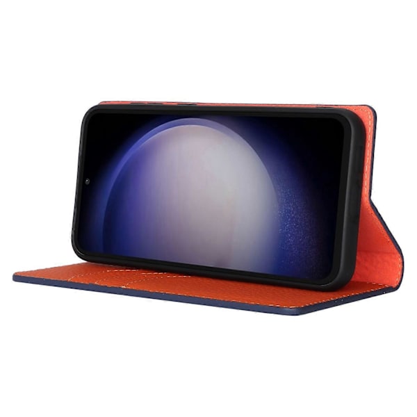 För Samsung Galaxy S23 FE Fodral Läderstruktur Äkta Läder Mobilskal med Rem Multicolor Style E