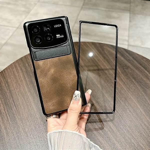 Xiaomi Mix Fold 4 5G -kotelo nahka+PC jalustalla - Vihreä Multicolor Brown