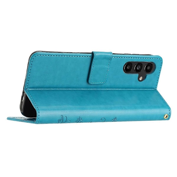 För Samsung Galaxy S24 FE Fodral PU Läder Plånboksfodral med Rem - Grå Multicolor Blue