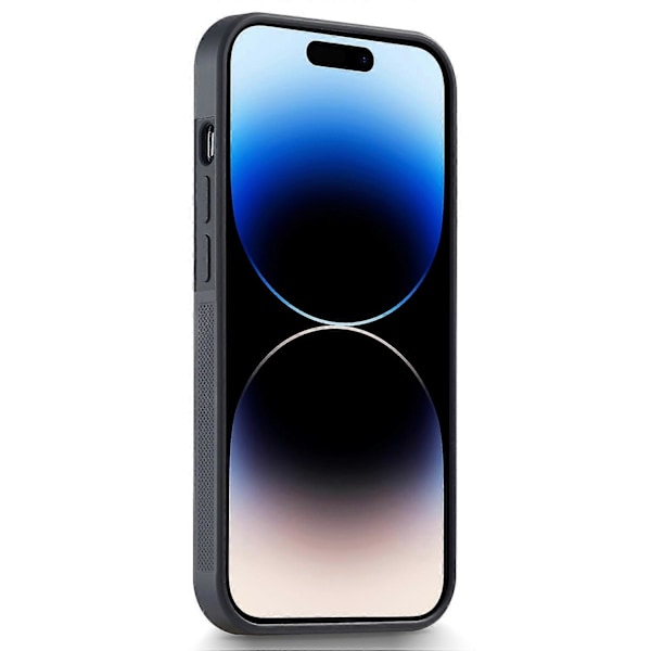 LC.IMEEKE För iPhone 15 Pro Kolfibertextur PU Läder+TPU+EVA Skydd Mobilskal