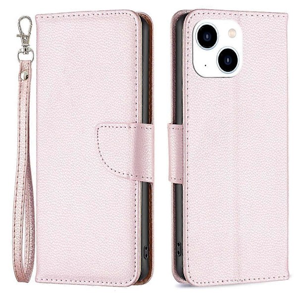 Flipfodral med Ställ och Plånbok i PU-läder för iPhone 15 med Rem Multicolor Style C
