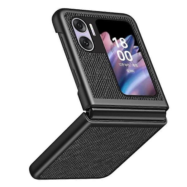 Til Oppo Find N2 Flip 5G Folde Telefon Cover Kryds Tekstur Gummibelagt PU Læder Belagt PC Cover Multicolor Style C