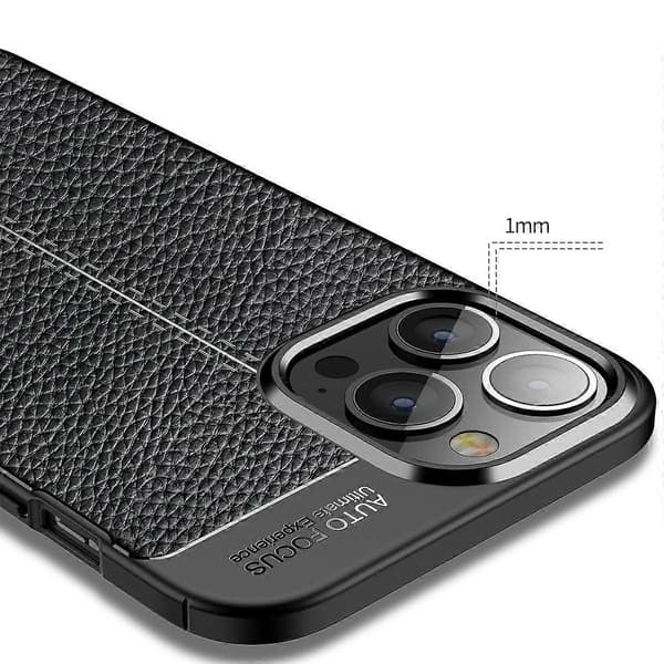 Blødt TPU Litchi Tekstur Telefon Bagside Cover til iPhone 13 Pro Max