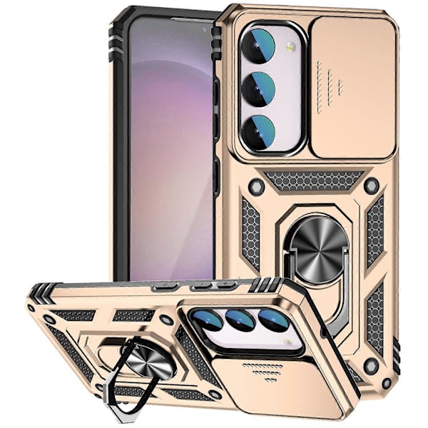 Skal för Samsung Galaxy S23 FE med Skjutbart Kameralock PC+TPU Mobilskal med Ringstativ Multicolor Style C