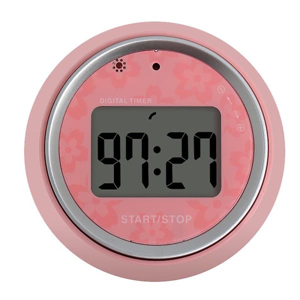 Lcd-skärm Elektronisk timer Köksnedräkningspåminnelse Student Digital Knopp Timer Rosa