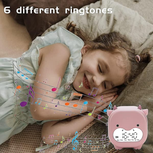 Barn Väckarklocka Sovrum Datum Temperatur Snooze Wake Up Light&night Light Hy pink