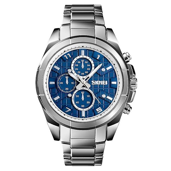 Skmei 1378 30m Vattentät Metall Quartz Watch Svart Blå Blue